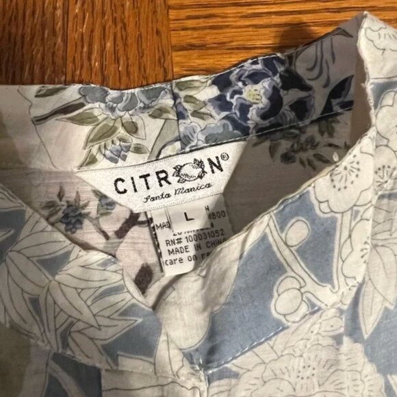 Citron of Santa Monica Asian Print Bamboo Blend Button Down Long Tunic Sz L - Picture 6 of 15